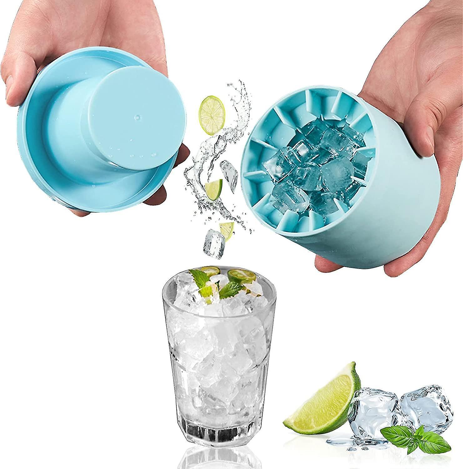 Tianzun Silicone Ice Cube Mould, Ice Cube Tray Silicone With Lid, Ice Cube Tray, Ice Bucket, Ice Maker Cup Blue