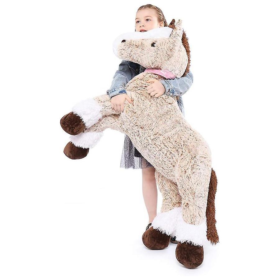 Mmcici Giant Horse Stuffed Plush Toys, Realistic Stuffed Pony Toy For Kids BROWN 35in