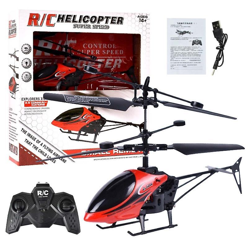 unbrand Remote Control Aircraft Induction 2 Channel Helicopter Fall-resistant Plane Red