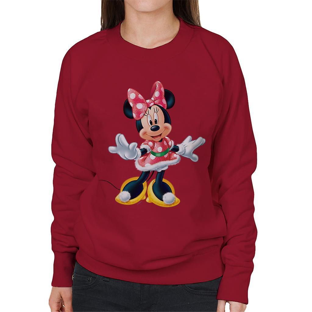 Disney Christmas Minnie Mouse Festive Pose Women's Sweatshirt Cherry Red Small