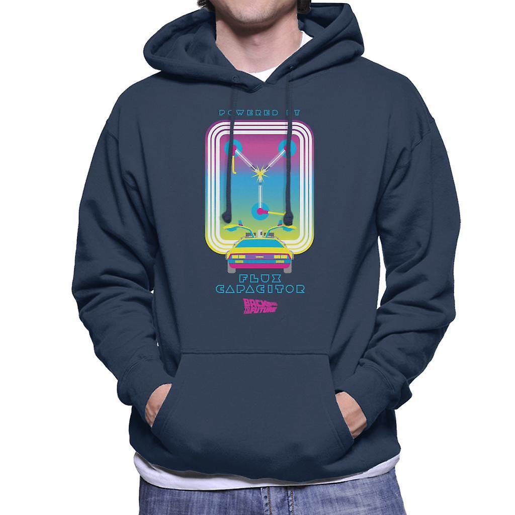 Back to the Future DMC Delorean Flux Capacitor Gradient Men's Hooded Sweatshirt Navy Blue X-Large