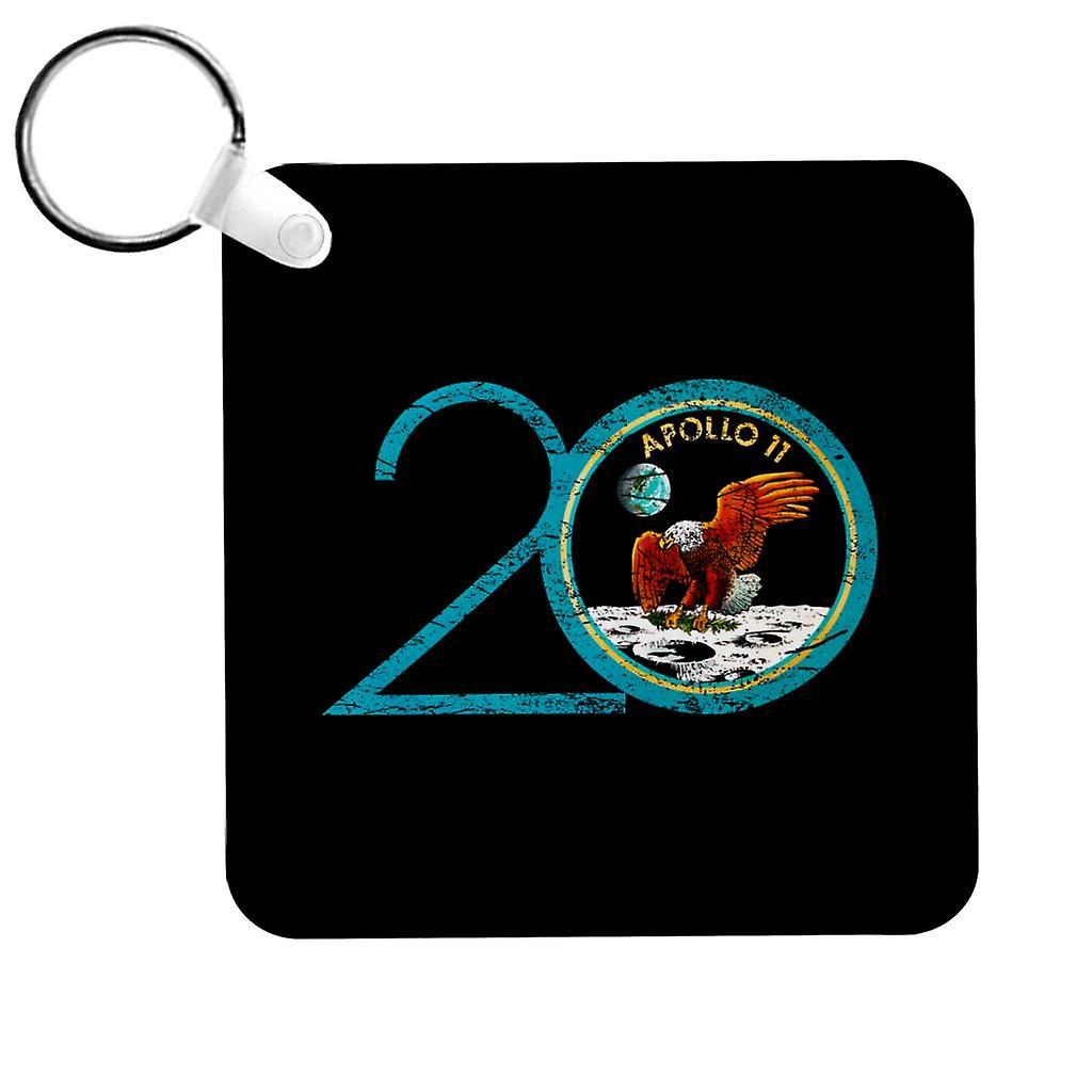 NASA Apollo 11 20th Anniversary Badge Distressed Keyring Black 5cm x 5cm