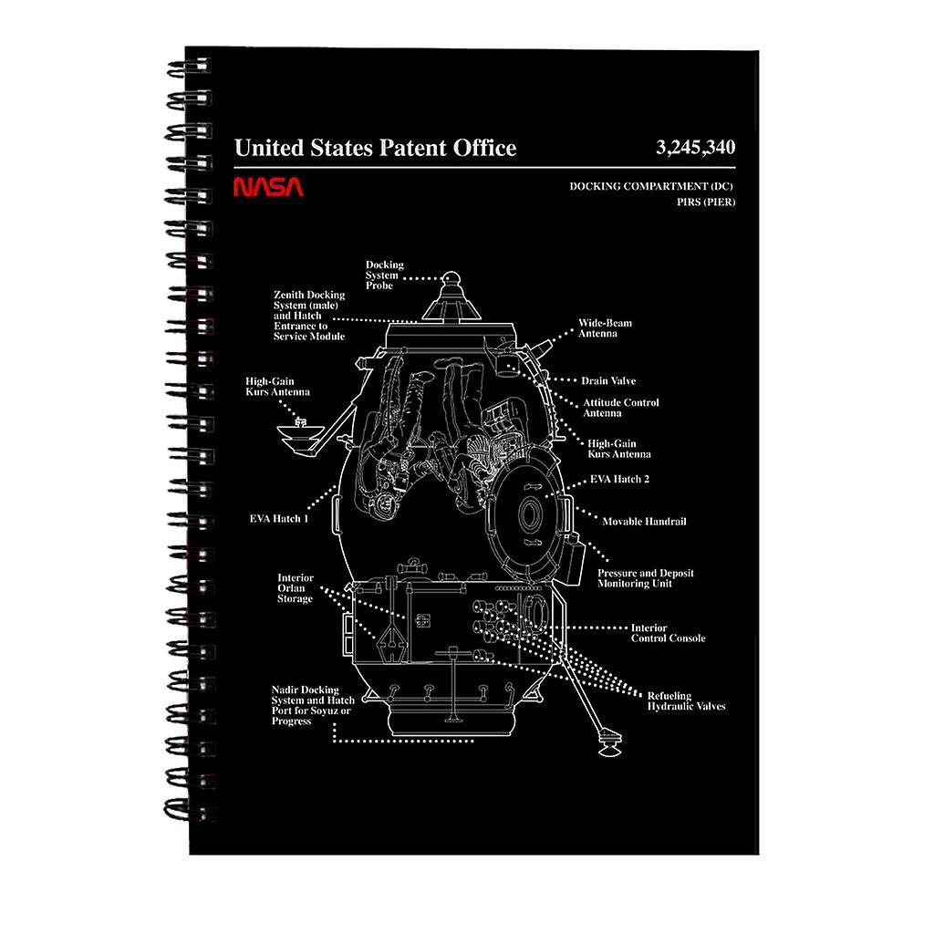 NASA Russian Docking Compartment Blueprint Spiral Notebook Black 15 x 21 cm