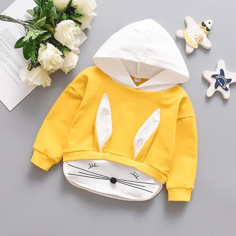 Slowmoose Kidslong Sleeve, Cartoon Rabbit Hooded Sweatshirts Yellow 18M