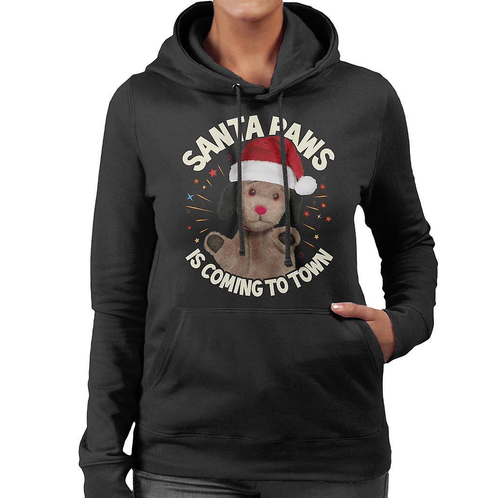 Sooty Christmas Sweep Santa Paws Is Coming To Town Women's Hooded Sweatshirt Black XX-Large