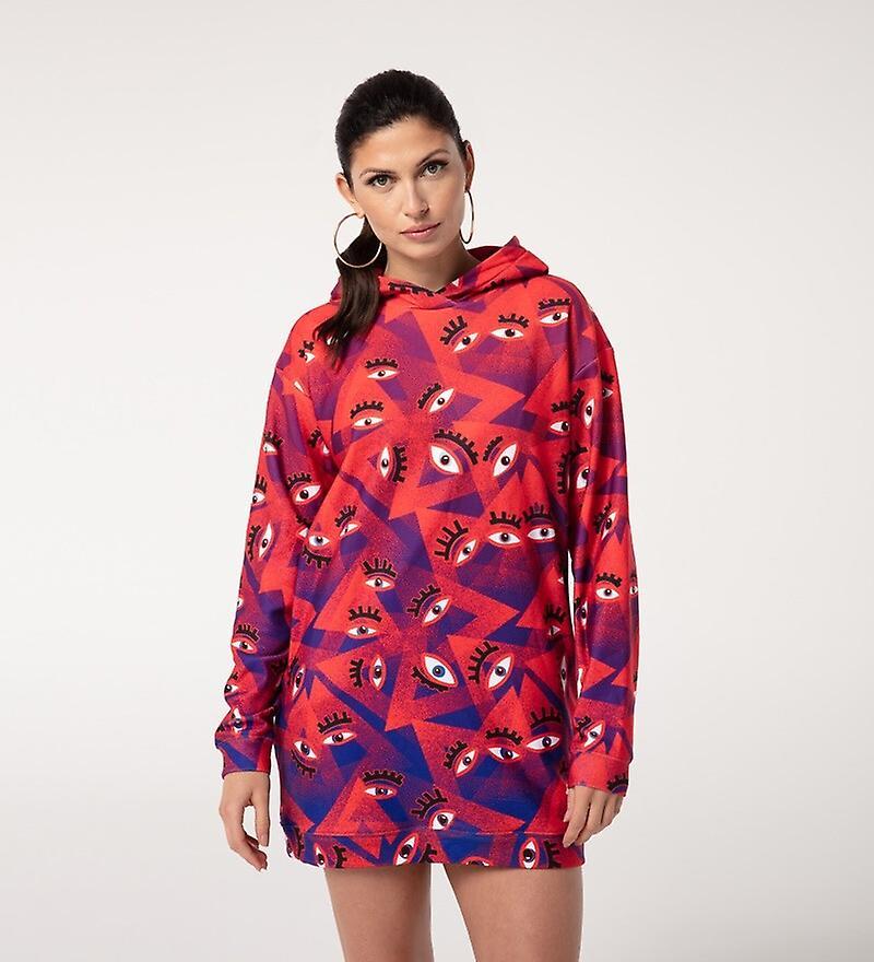 Mr Gugu & Miss Go Mr. Gugu Miss Go EYE SEE YOU OVERSIZE HOODIE DRESS red XL