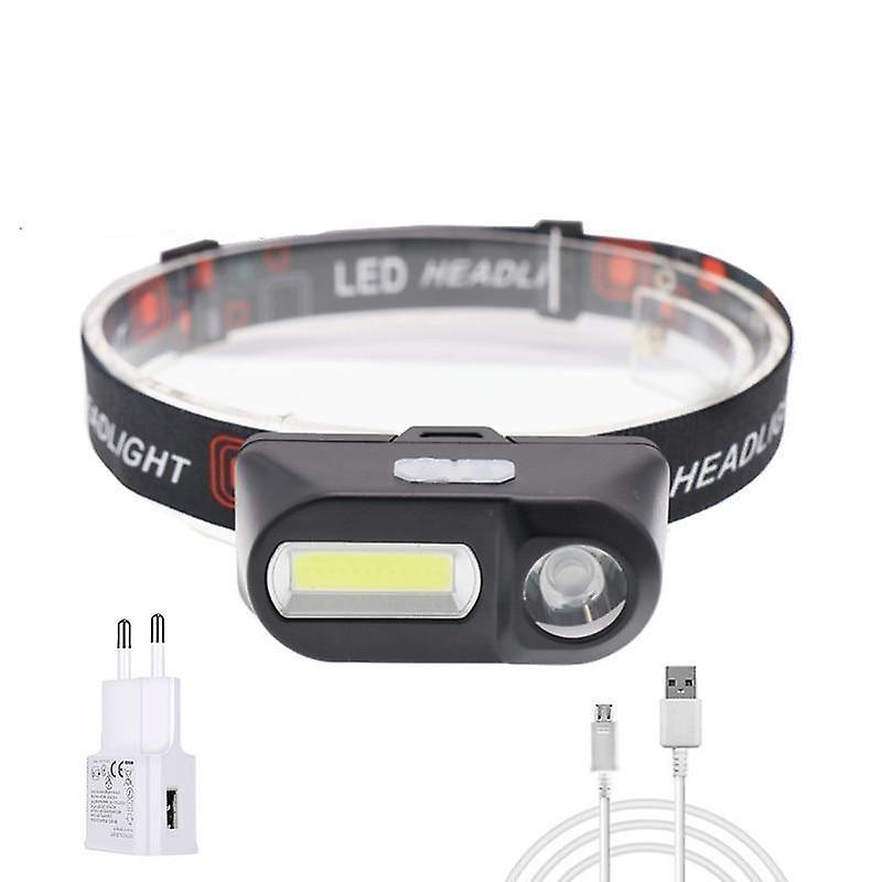 Slowmoose Portable Mini Xpe+cob Led Headlamp -usb Rechargeable, For Camping Have 1x18650 Battery