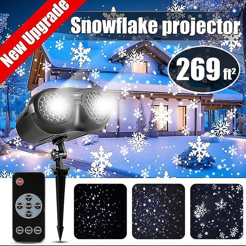 Fightinggirl Upgraded With Remote Control Rotating Led Snowfall Christmas Projection Lamp UK Plug