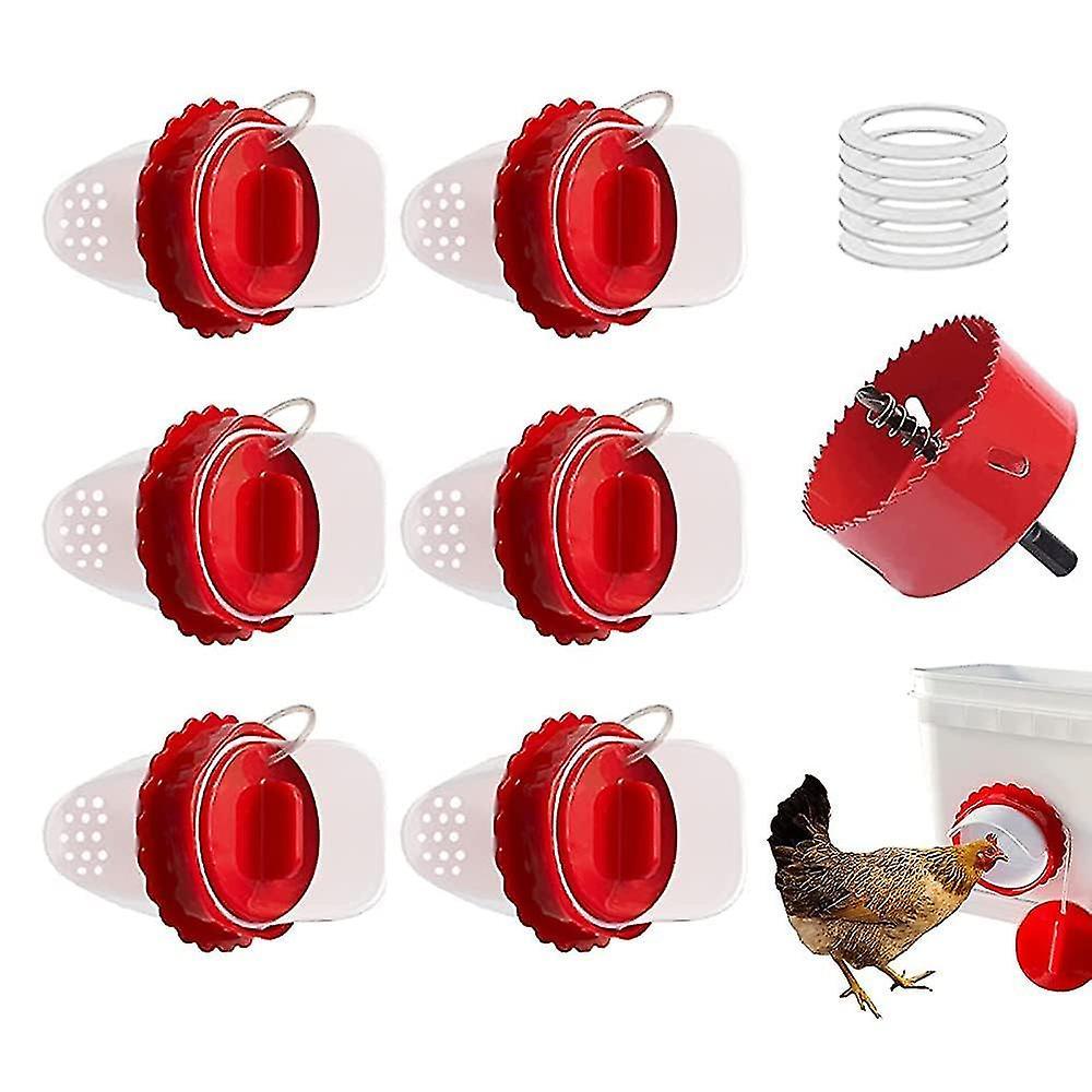 Tianzun Automatic Chicken Feeder Without Waste, Pack Of 6 Diy Chicken Feeders With 1 Hole Saw, Chicken Feeder Accessories