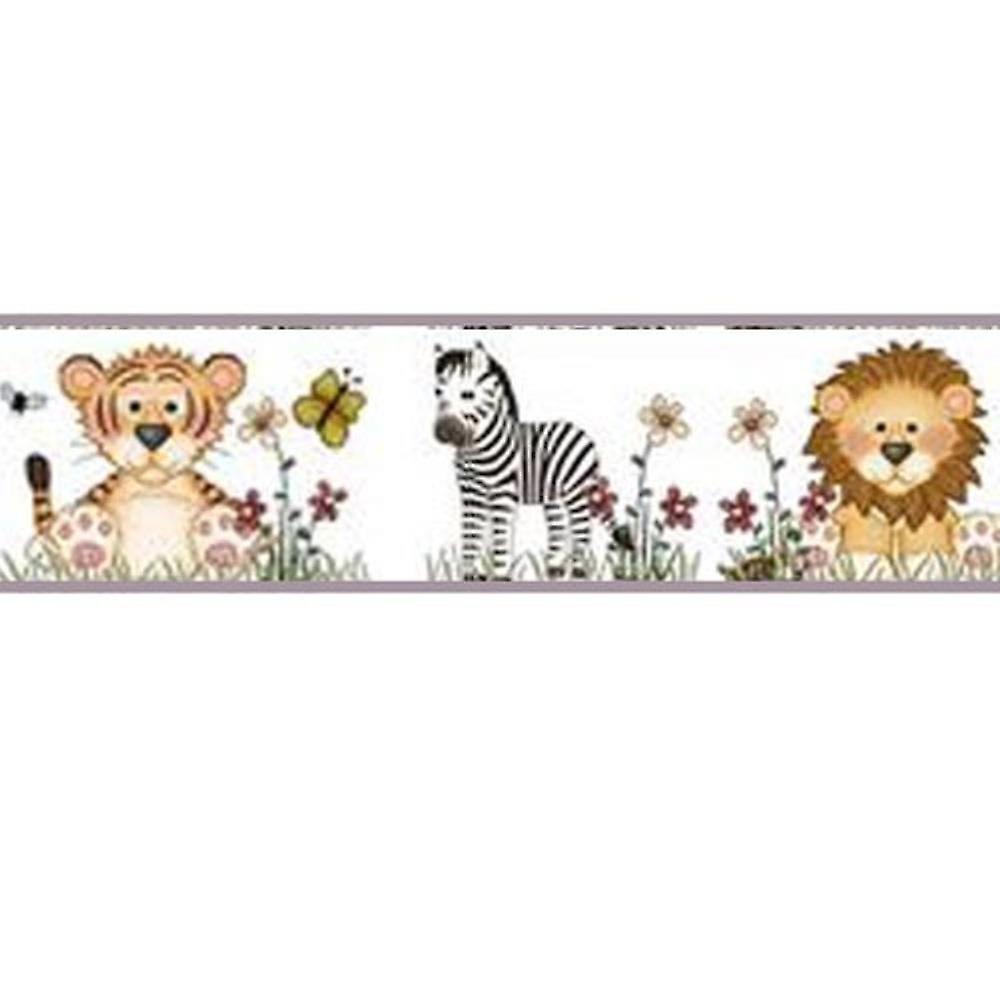 Melody Jane Dolls Houses Dolls House Nursery Wallpaper Border Zoo Animals 1:24 1/2 Inch Miniature Print