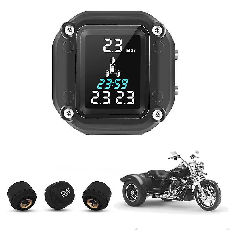 Tire Pressure Detector Trikes Motorcycle Tpms Motor Tire Pressure Tyre Temperature Monitoring Alarm System With 3 External Sensors For 3 Wheelers F...