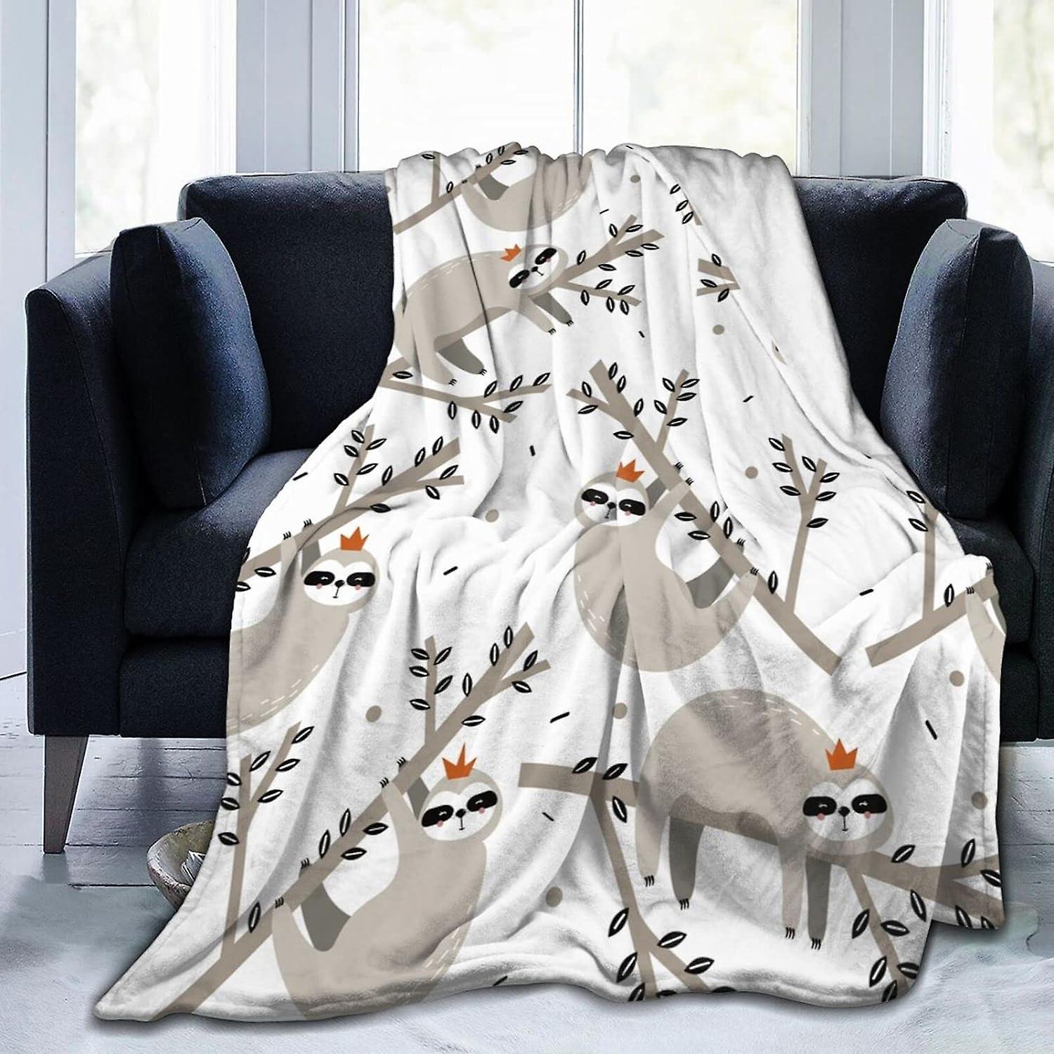 Kerota Blanket Sloths On The Branches Lightweight Throw Blanket Soft Flannel Blankets Anti Static for Couch Bed 50x40in 125x100cm