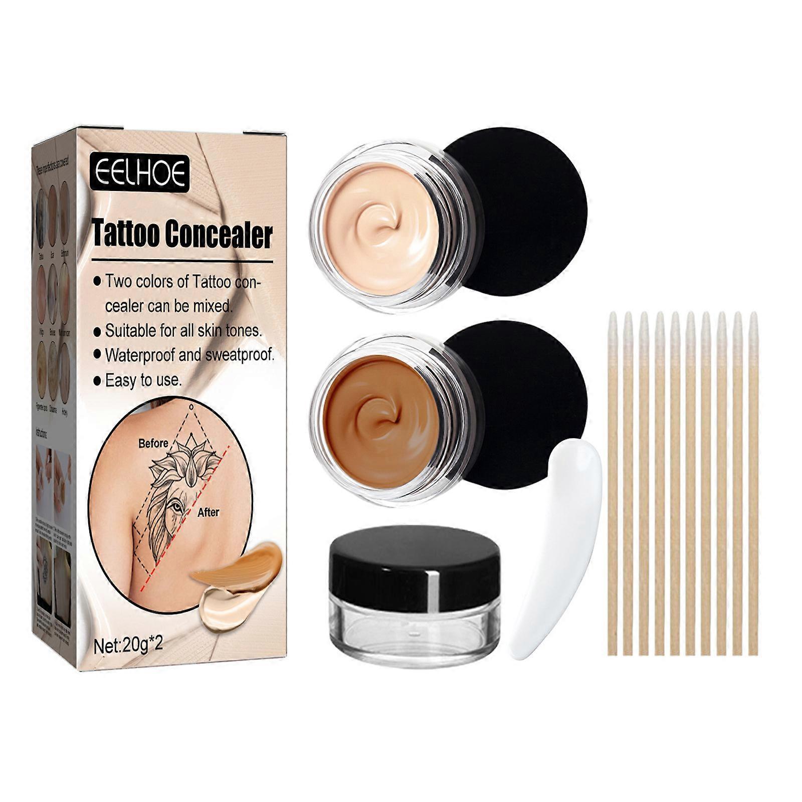 EELHOE Tattoo Concealer Tattoo Cover Makeup Professional Waterproof Skin Concealer Set to Cover Tattoo Scar Acne Birthmarks