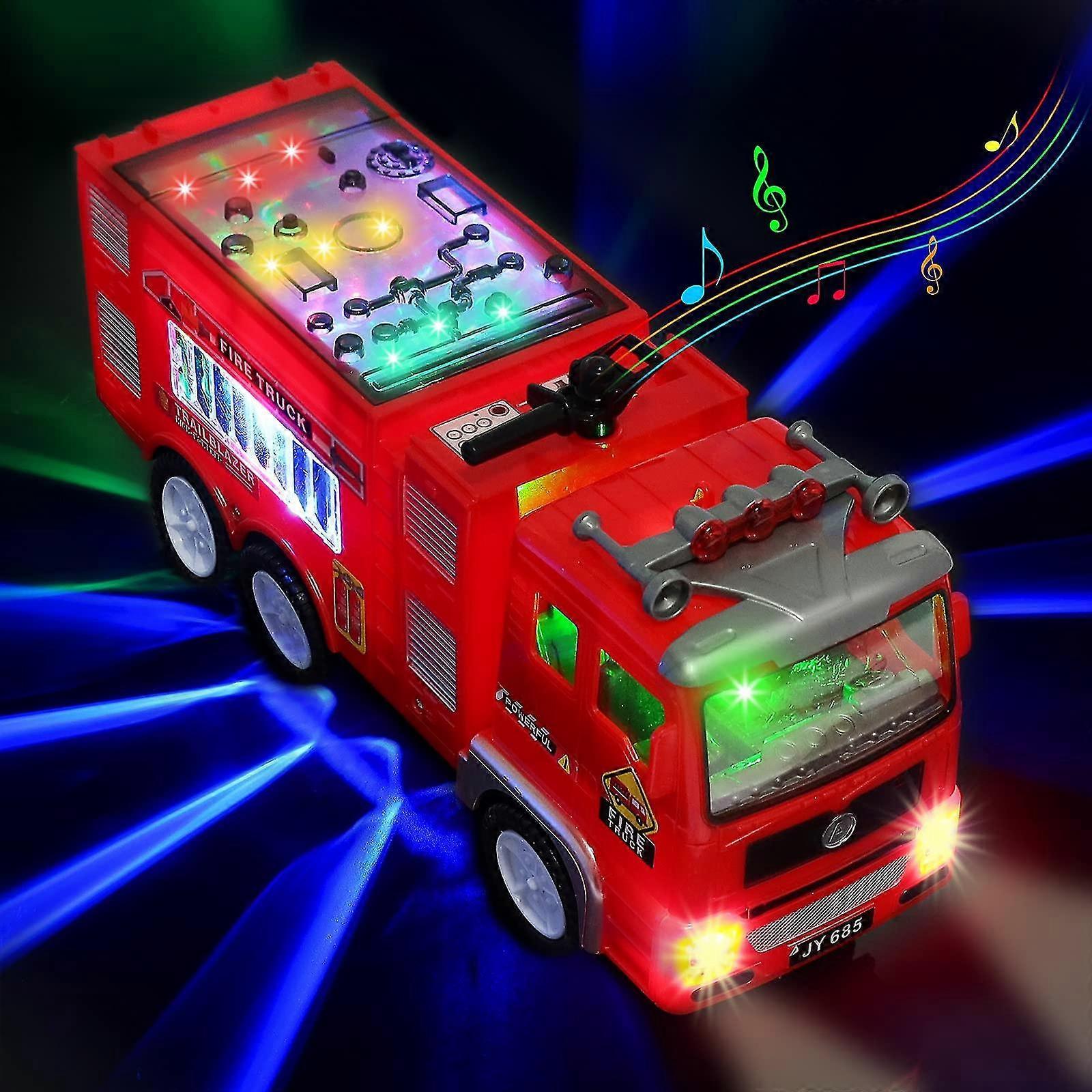 Zhiyi Fire Truck Toy 4d Lighted - Electric Fire Engine Rescue Truck With Lights And Sounds, Educational Led Lightning