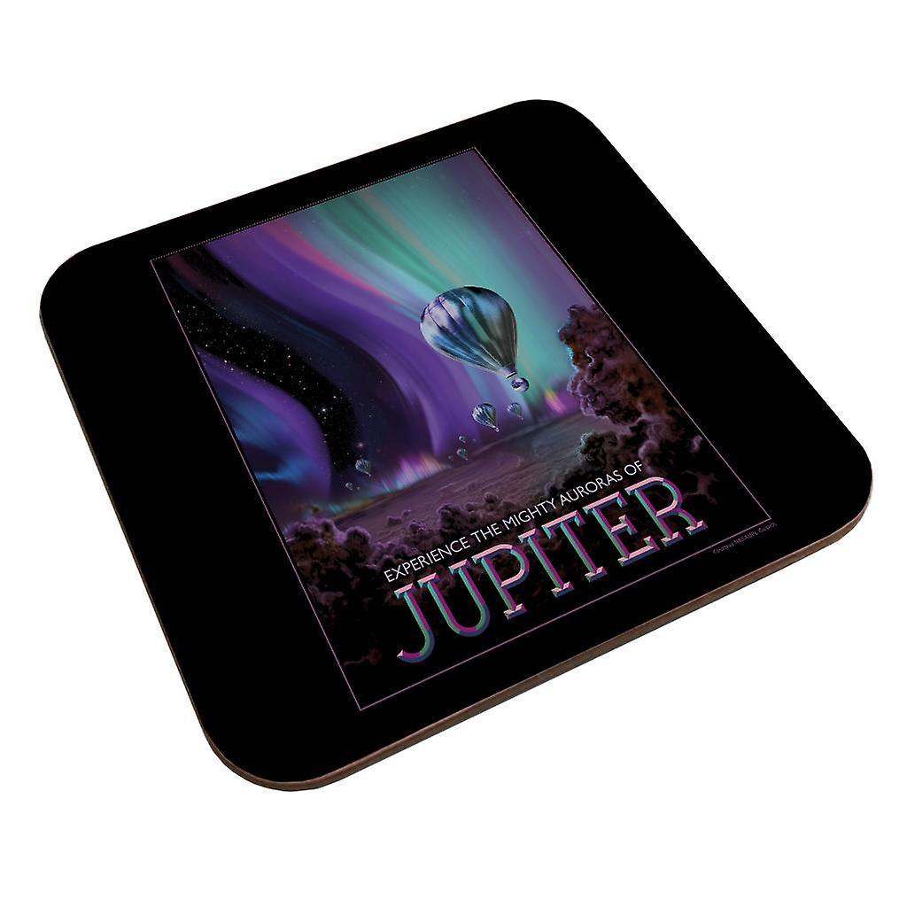 NASA Auroras Of Jupiter Interplanetary Travel Poster Coaster Black 9 x 9 cm