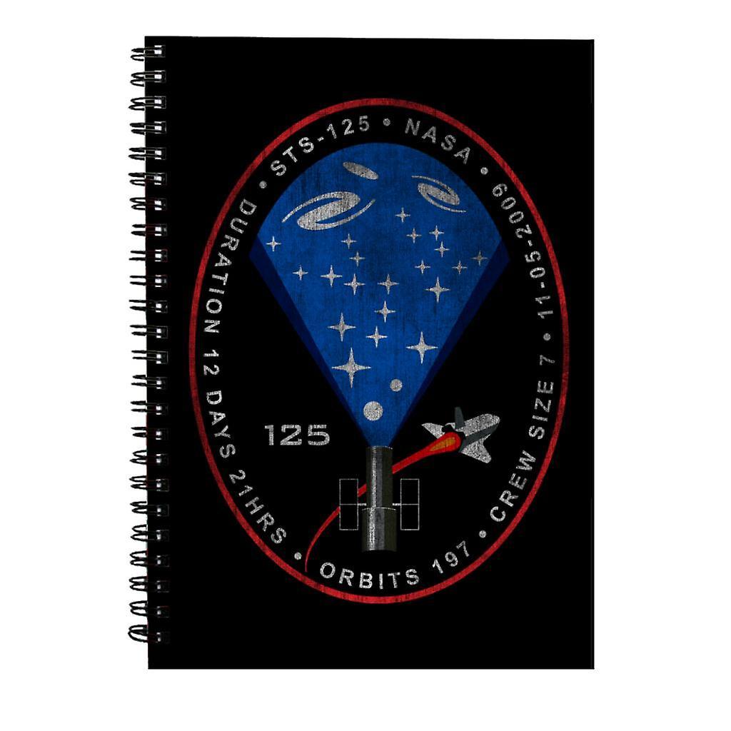 NASA STS 125 Atlantis Mission Badge Distressed Spiral Notebook Black 15 x 21 cm