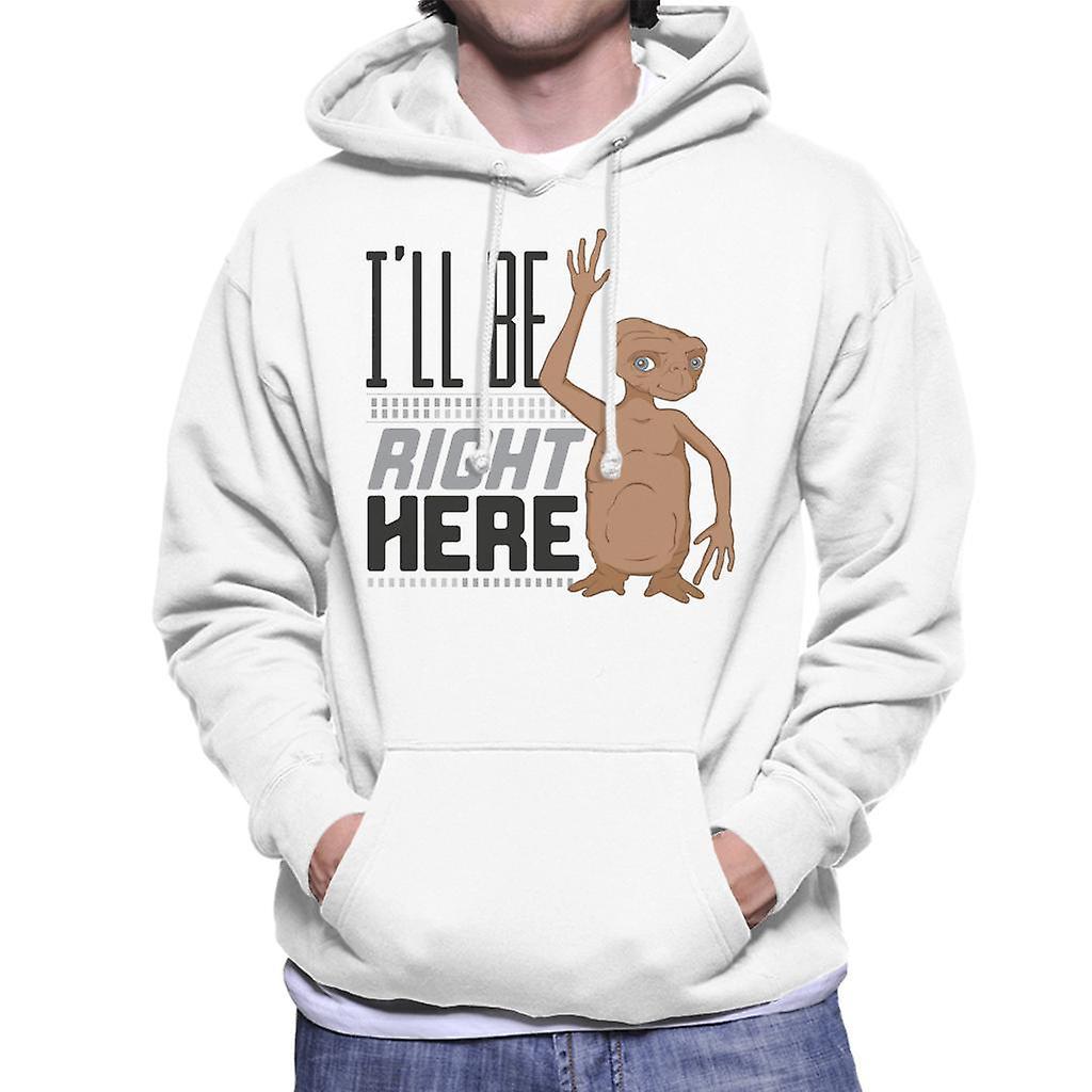 E.T. E.T. Ill Be Right Here Men's Hooded Sweatshirt White Medium