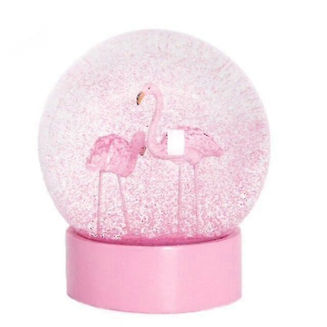 Aiducho Flamingo Glitter Clear Glass Snow Globe Crystal Ball With Pink Base Women Gifts