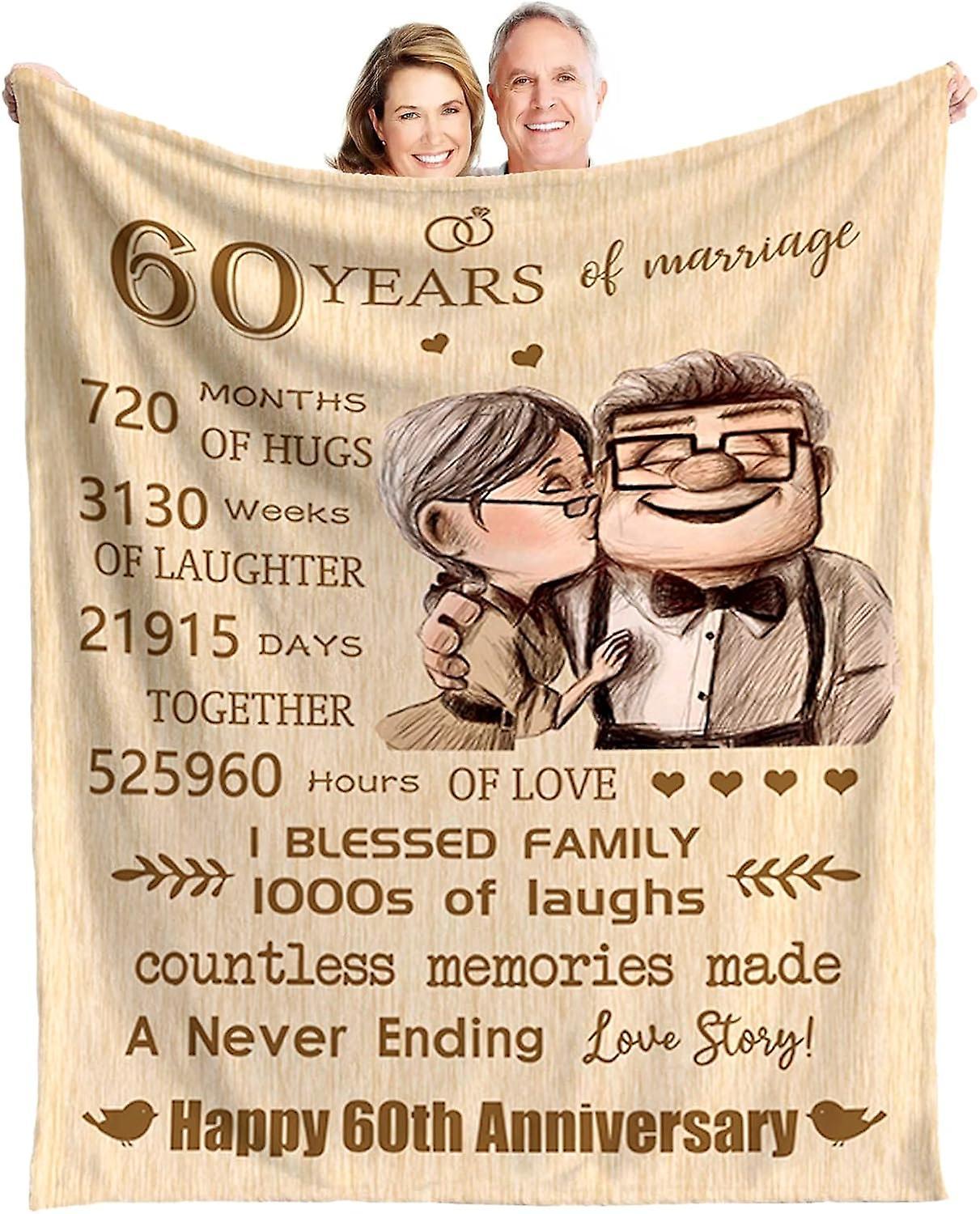 LINCMAN Wedding Anniversary Blanket Gifts For Her Wedding Gift For Wife Husband, Anniversary Marriage Gift For Couple Mom Dad Parents, Happy Annive...