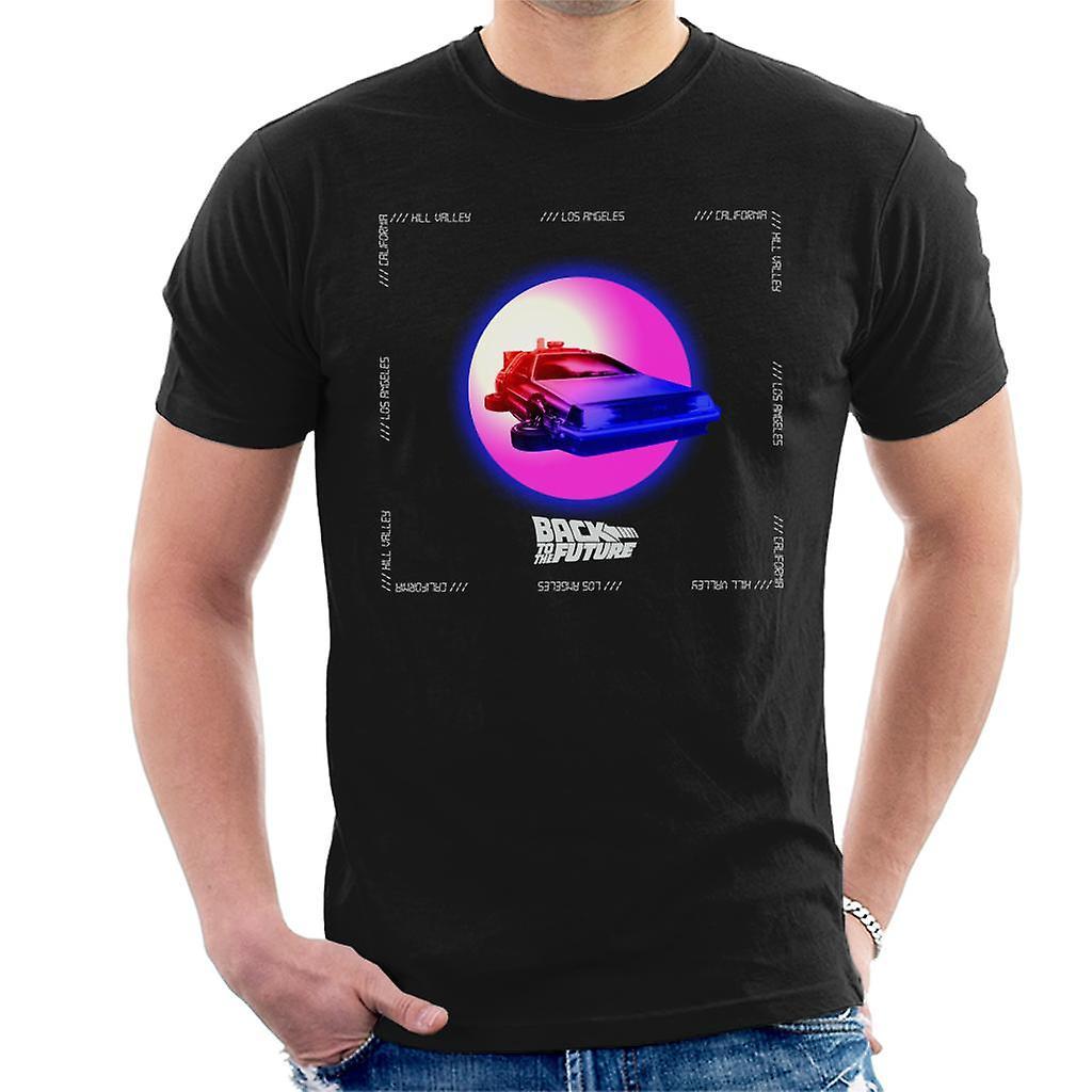 Back to the Future Delorean Purple Moon Men's T-Shirt Black XX-Large