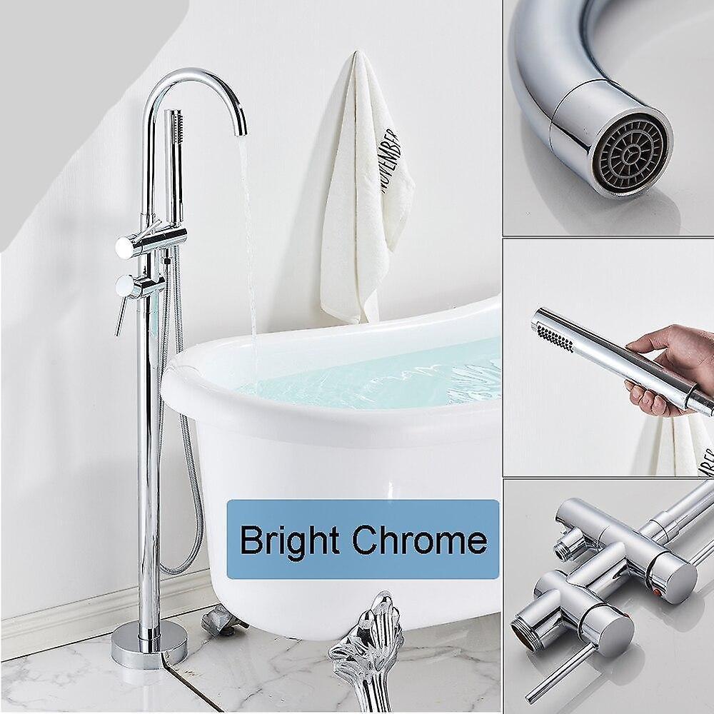 Slowmoose Floor Mounted, Dual Handle-bathtub Shower Faucet Set Chrome