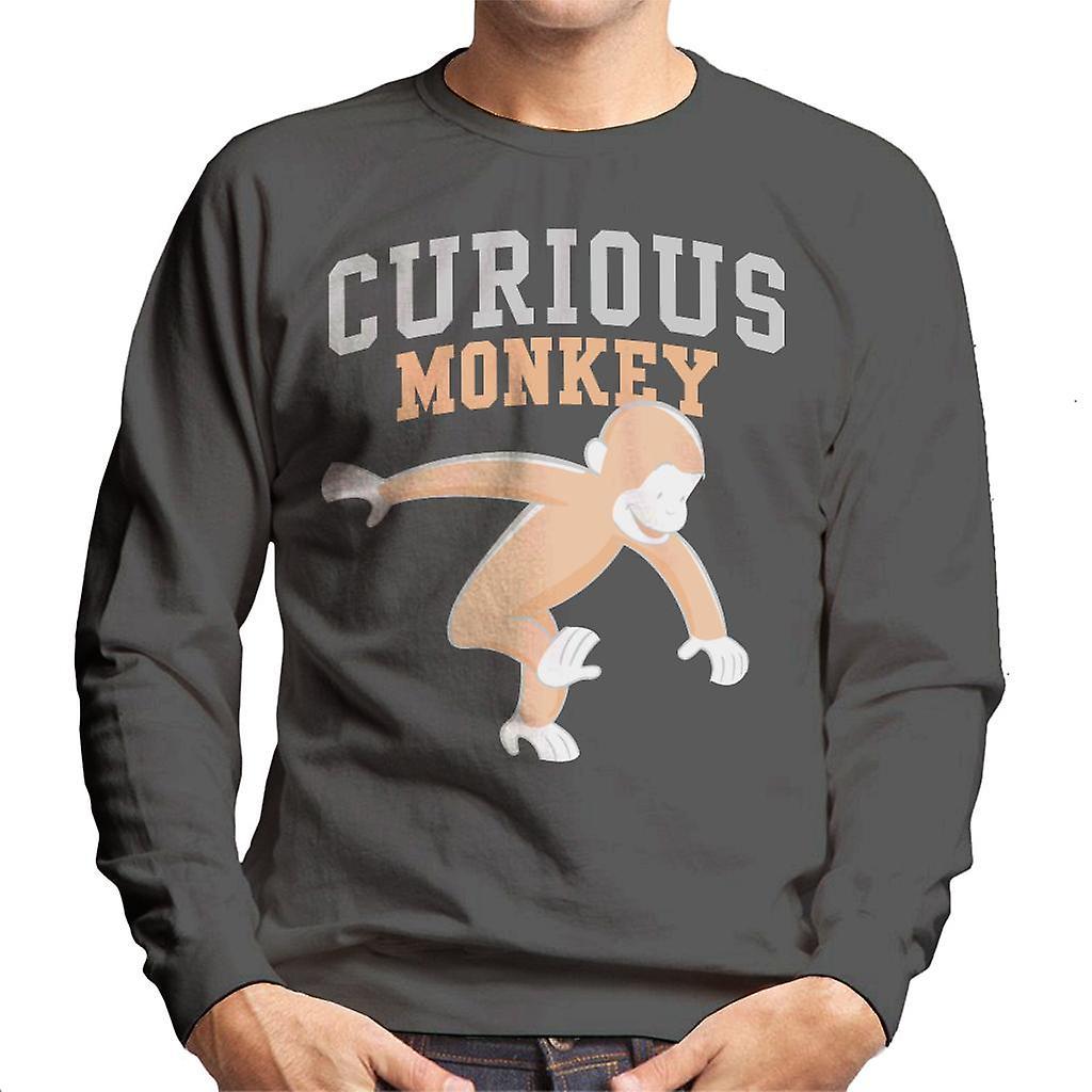 Curious George Monkey Sports Font Men's Sweatshirt Charcoal XX-Large