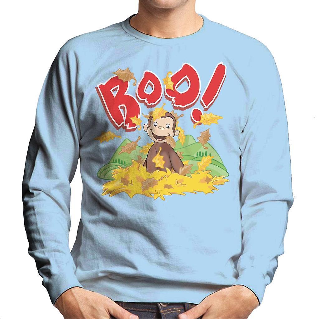 Curious George Boo In The Leaves Men's Sweatshirt Sky Blue X-Large