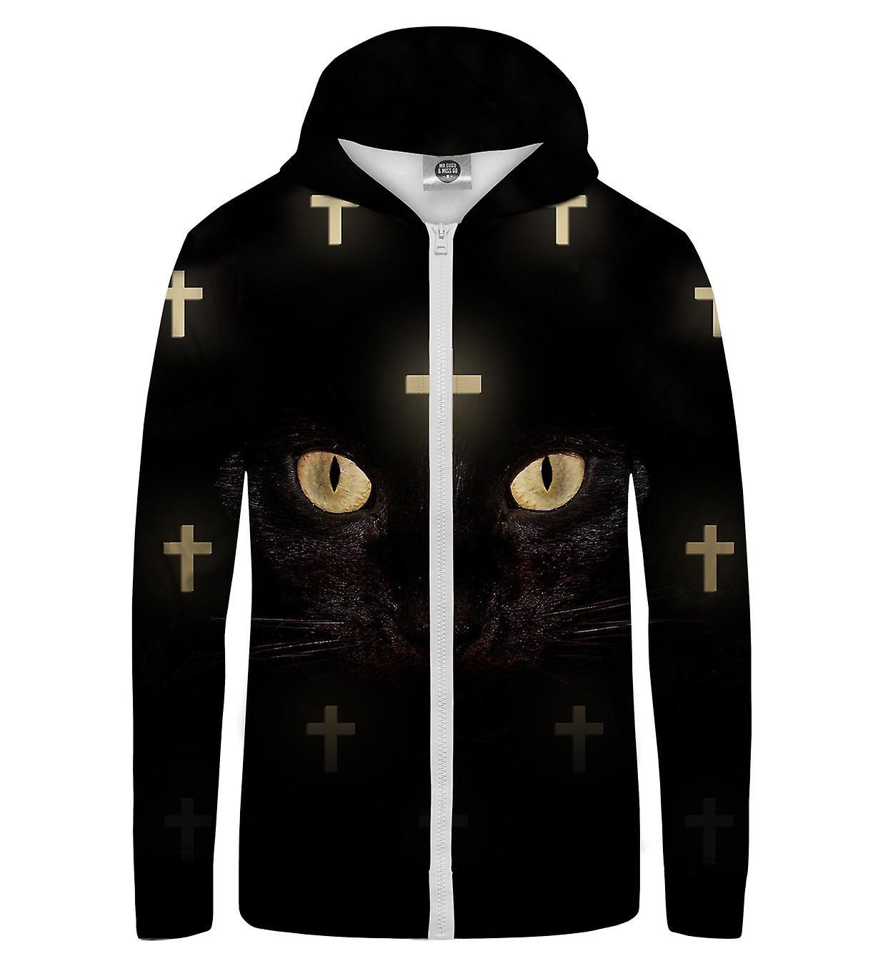 Mr Gugu & Miss Go Mr. GUGU & Miss GO Cross Cat Net Hoodie Kangaroo Zip Up black XS