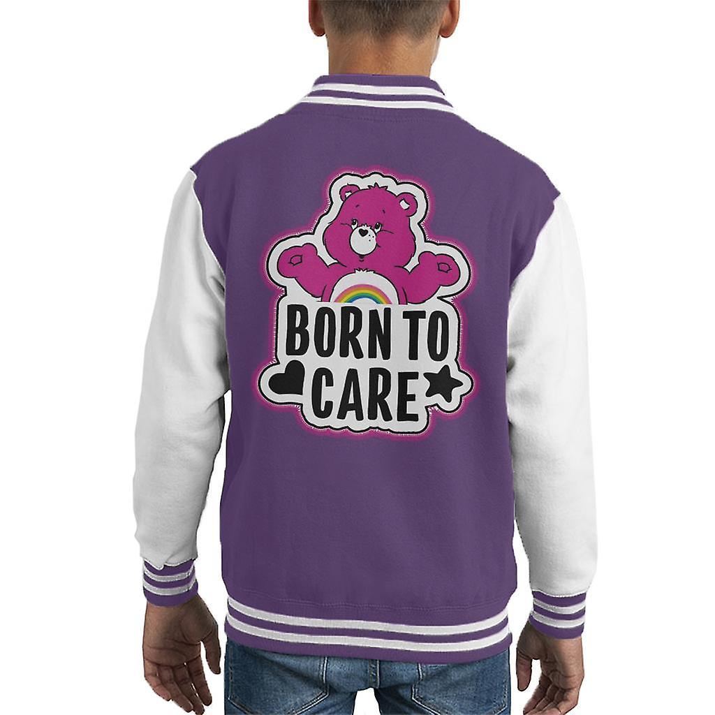 Care Bears Cheer Bear Born To Care Kid's Varsity Jacket Purple/White Large (9-11 yrs)