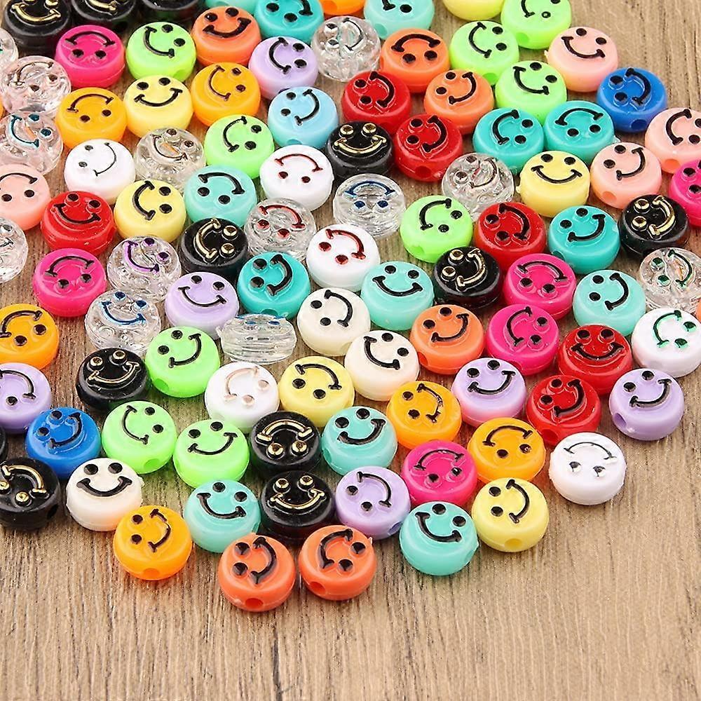 Ersam 200 Pcs Smiley Face Beads for Bracelet Making, Arts and Crafts, Bracelet Making Kit, Colorful Smiley Beads, Jewellery Making Kit