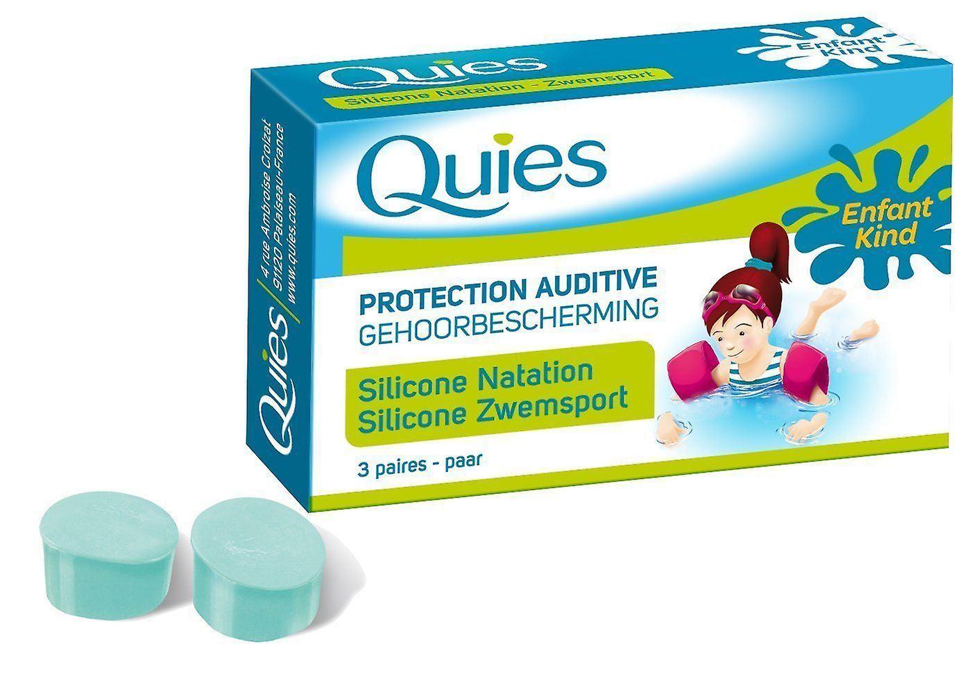 Quies Protection Silicone Ear Plugs for Swimmers - For Kids (3 Pairs)