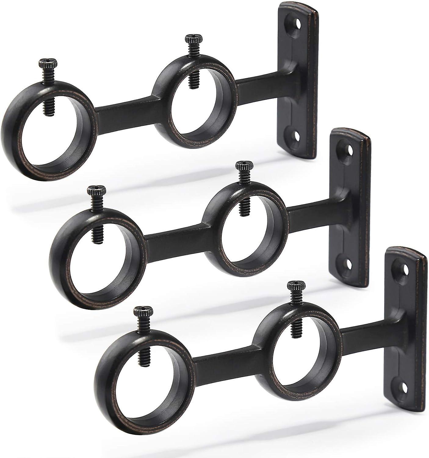 Fankie666 Curtain Pole Bracket - Set Of 3 Double Curtain Pole Holders