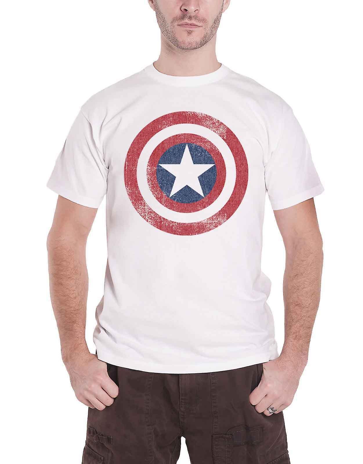 Captain America Distressed Shield T Shirt