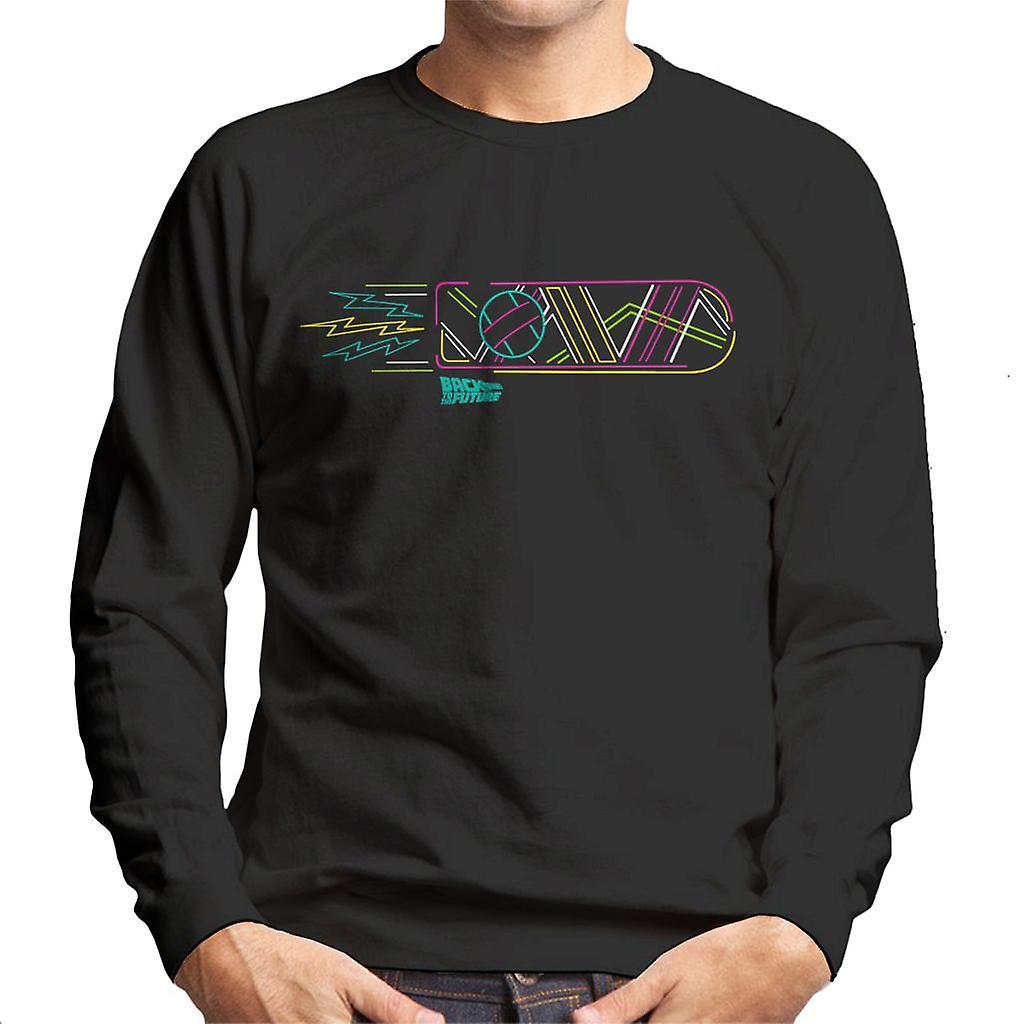 Back to the Future Neon Hoverboard Outline Men's Sweatshirt Black X-Large