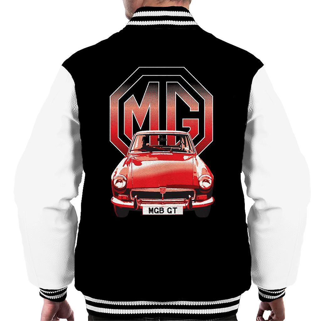 MG B GT Red British Motor Heritage Men's Varsity Jacket Black/White Small