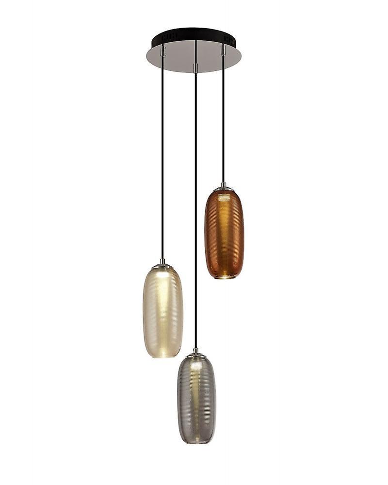 Volani Emilia Multiple Pendant, 3 X 8w Led, 4000k, 2160lm, Smoked, Copper & Champagne/black, 3yrs Warranty