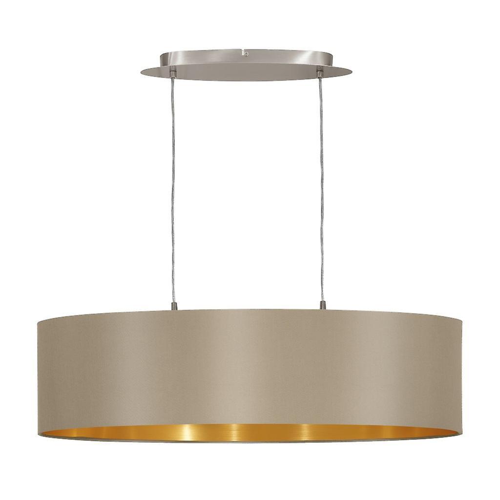 Eglo Lighting Maserlo 2 Light Oval Ceiling Pendant Bar Light Satin Nickel Taupe, E27