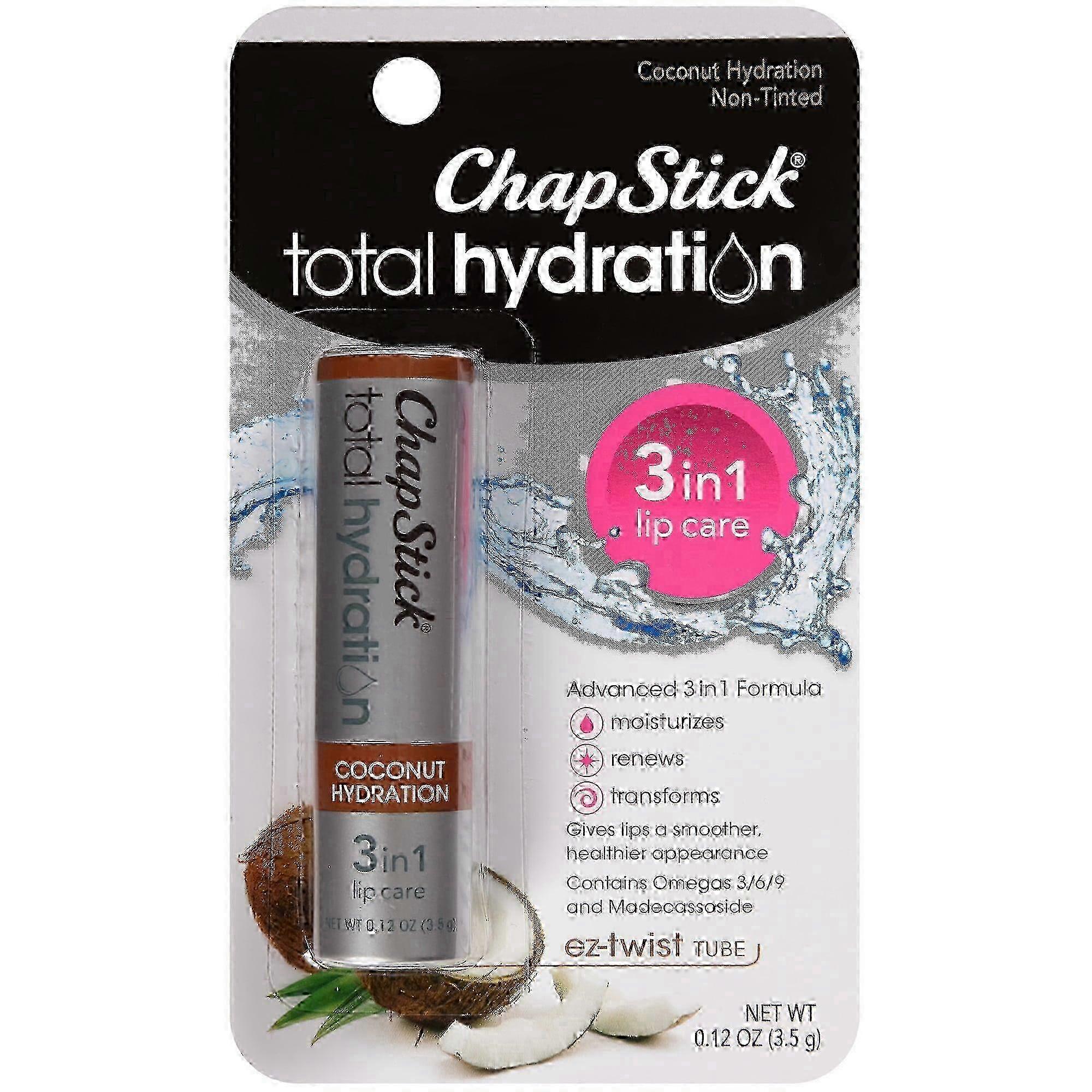 Chapstick Total Hydration 3-in-1 With Omega, Coconut Hydration, 0.12 Oz