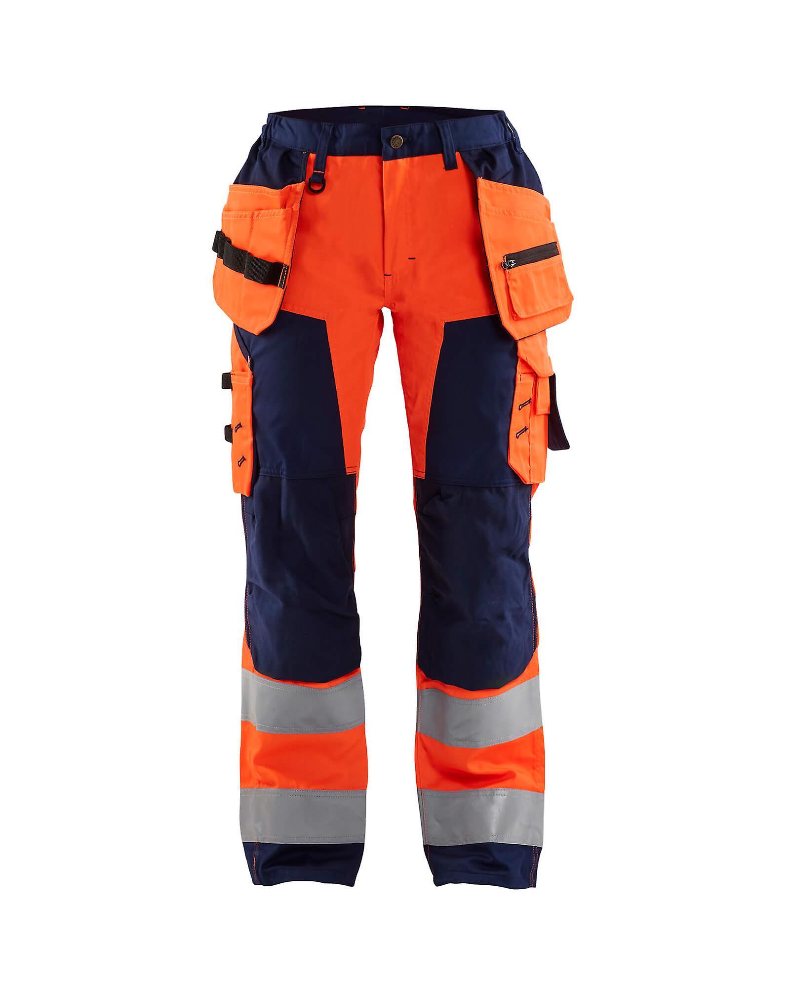 Blaklader 7156 ladies hi-vis trousers - womens (71561811) Orange/navy blue 16