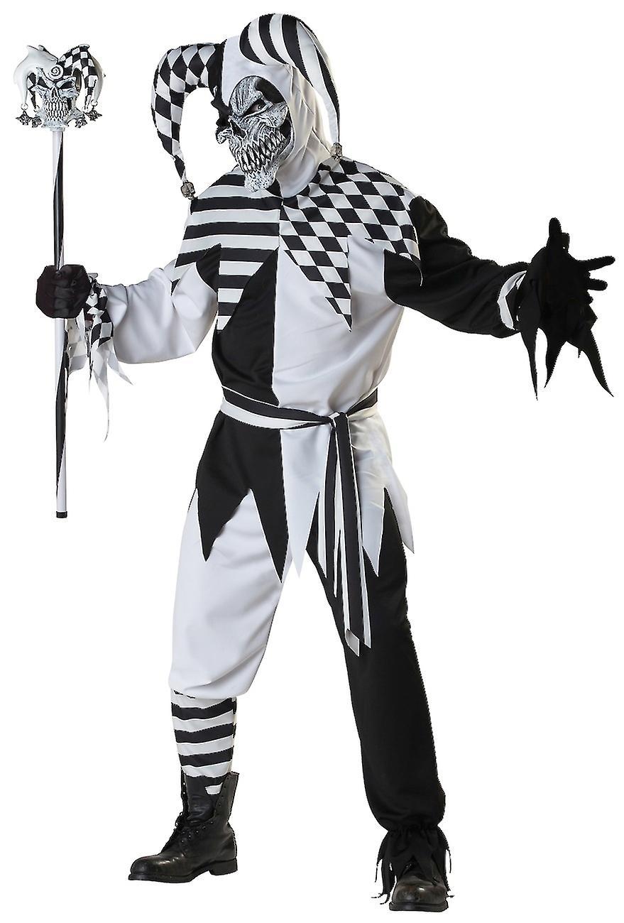 California Costume Collections Nobody's Fool Evil Jester Clown Joker Halloween Mens Costume Black Medium (40-42)