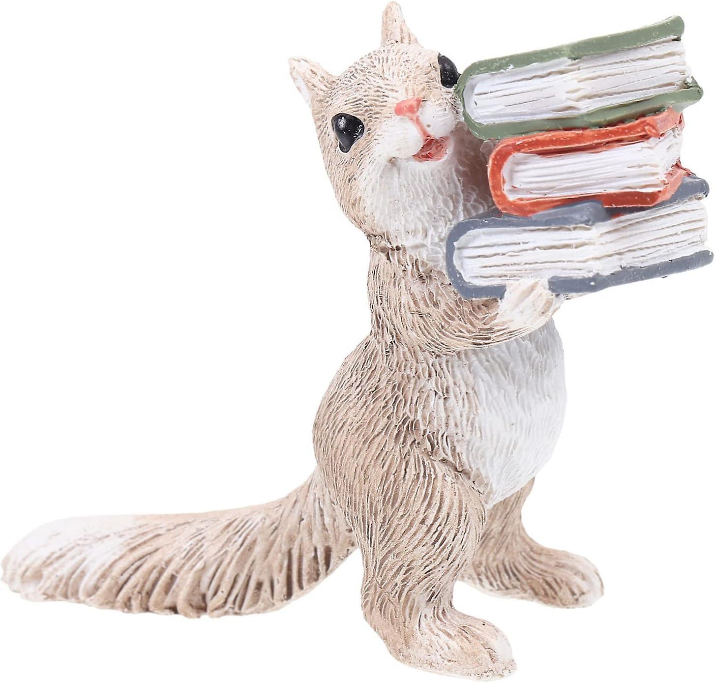 Baiccf Resin Squirrel Statue Sculpture For Garden: Squirrel Figurine With Book, Animal Figurines, Resin Garden Ornament For Lawn Decorations, Patio...