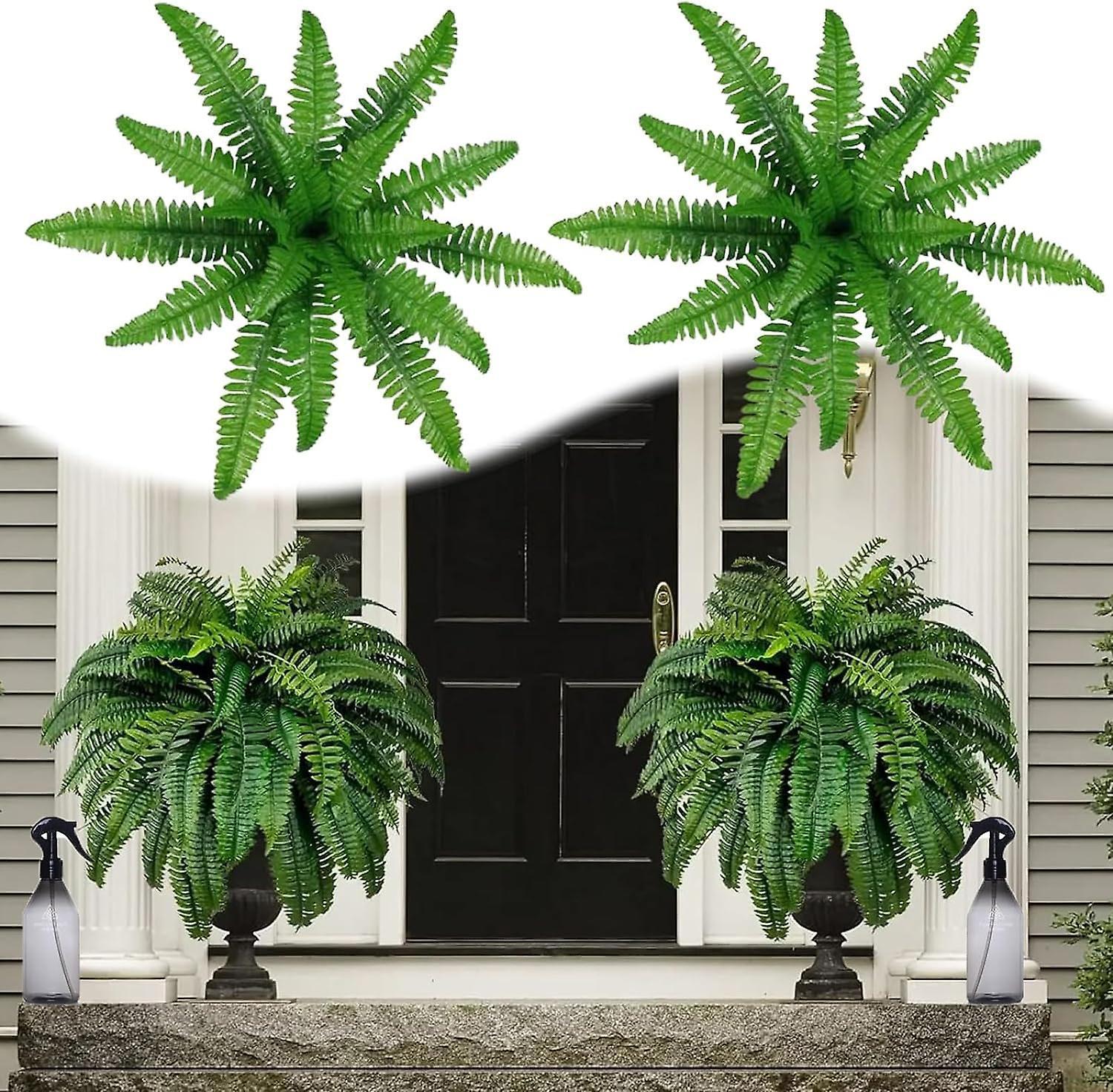 Lelinker UV Resistant Lifelike Artificial Boston Fern,2024 New Artificial Ferns for Outdoors, Faux Ferns Artificial Plants, Artificial Boston Fern ...