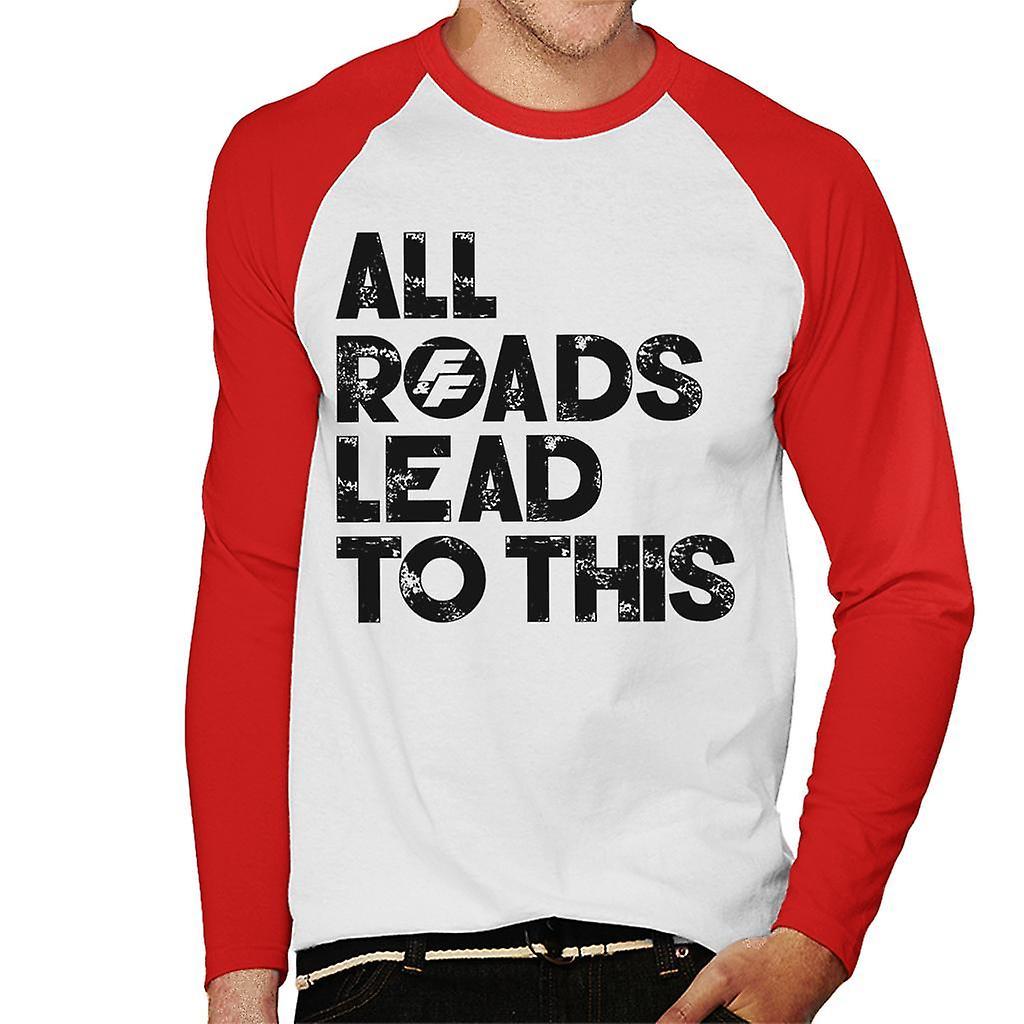 Fast & Furious Fast and Furious All Roads Lead To This Men's Baseball Long Sleeved T-Shirt White/Red Medium