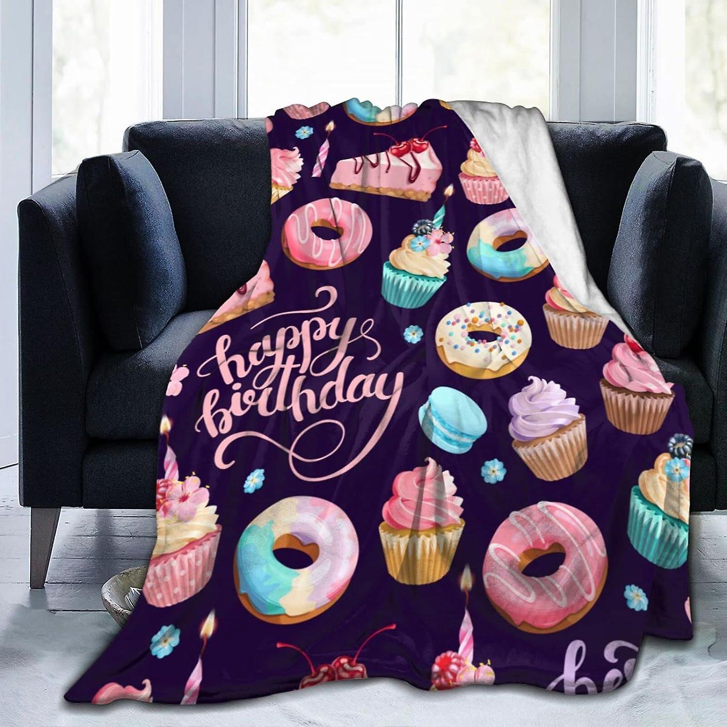 Kerota Throw Blanket Cupcakes and Donuts Soft Flannel Blanket Anti Static Washable Blankets for Bed Sofa ABD8883 50x40in 125x100cm