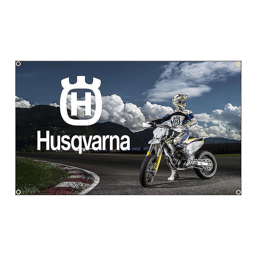 Subaoe 90X150cm Husqvarnas Sweden Racing Flag Banner  Decoration FLAGCORE S1 4 Holes In 4 Corners1 90 x 150cm