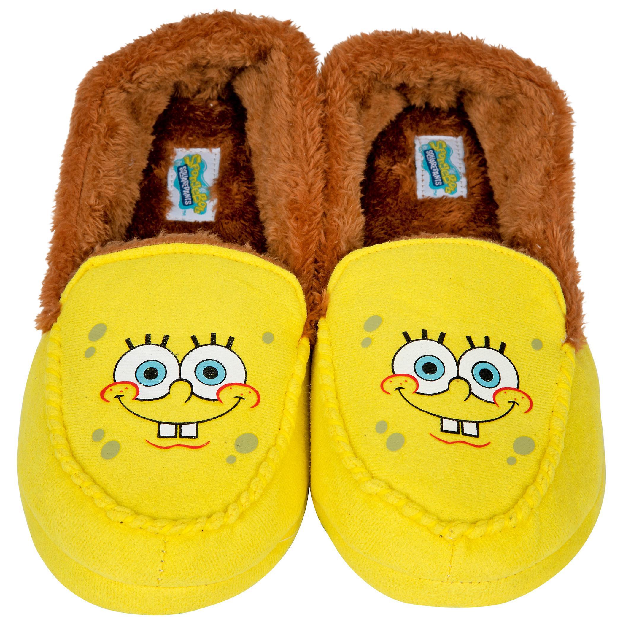 Tv Shows SpongeBob SquarePants Smiling Face Men's Moccasin Slippers Multi-Color Large