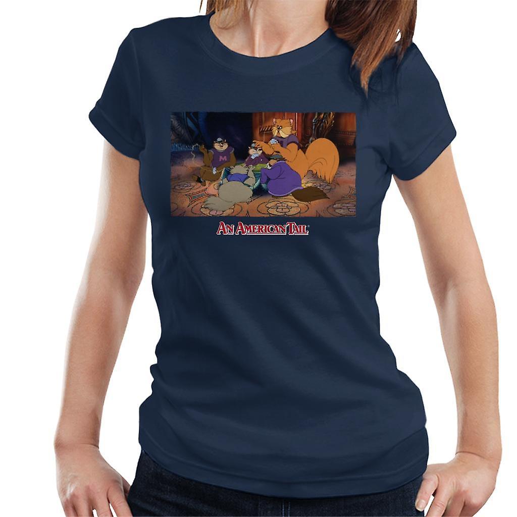 An American Tail Tiger Playing Cards Women's T-Shirt Navy Blue XX-Large