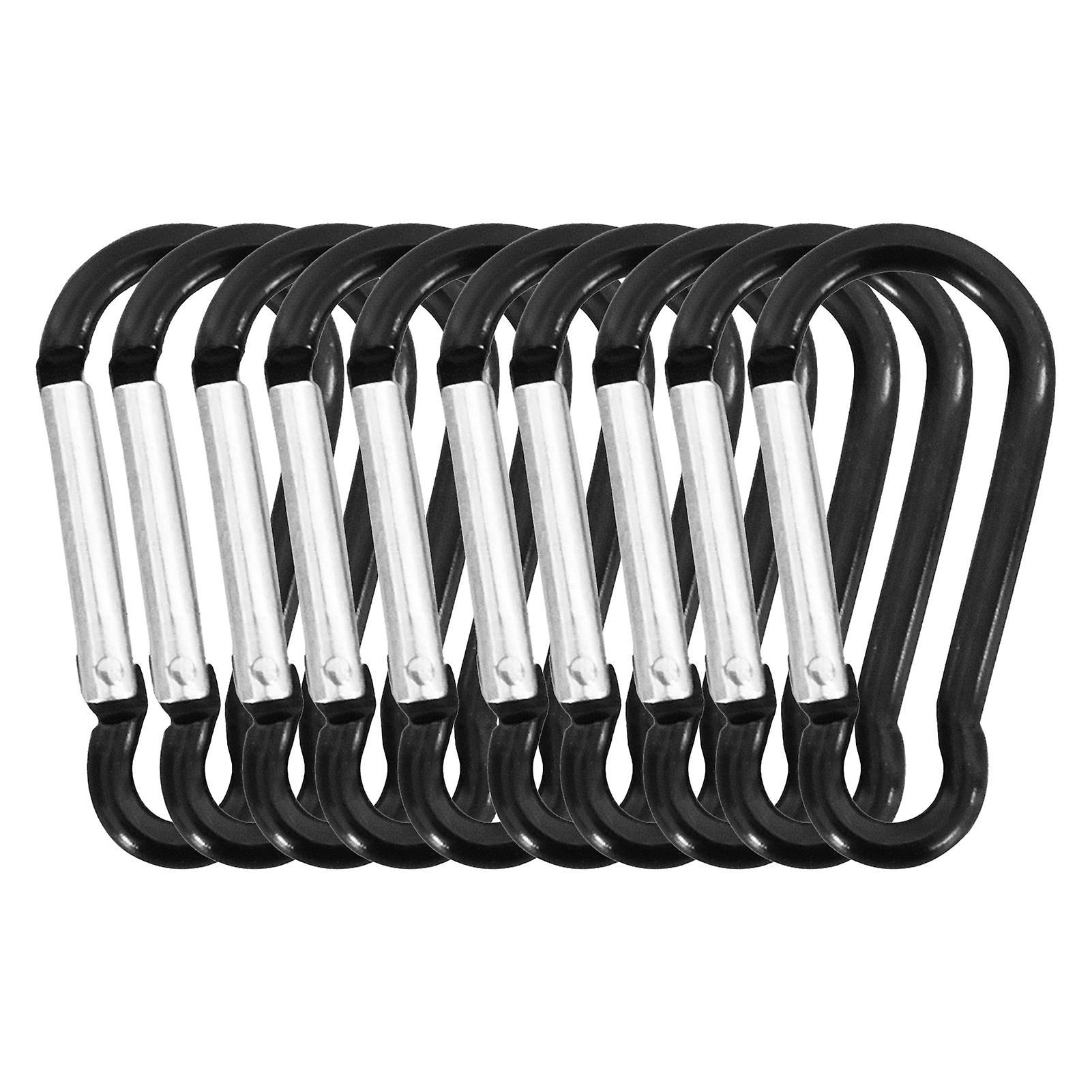 Mondandi 10Pcs Spring Snap Hook Heavy Duty Gourd-shaped Outdoor Accessories Camping Traveling Hiking Keychains Carabiners for Key Black