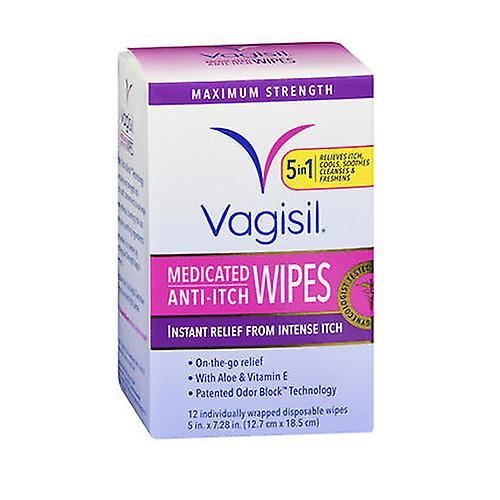 Vagisil  Anti-Itch Medicated Wipes Maximum Strength, 12 each (Pack of 1)