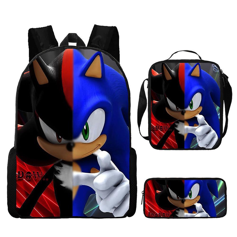 Jxlgv SONIC Sonic Schoolbag Three-Piece Set - Anime Cartoon Backpack, Shoulder Bag, and Pencil Case | Vibrant and Durable Set for Sonic FansJXLGV 1...